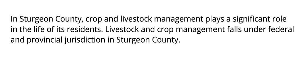 In Sturgeon County, crop and livestock management plays a significant role in the life of its residents. Livestock an...