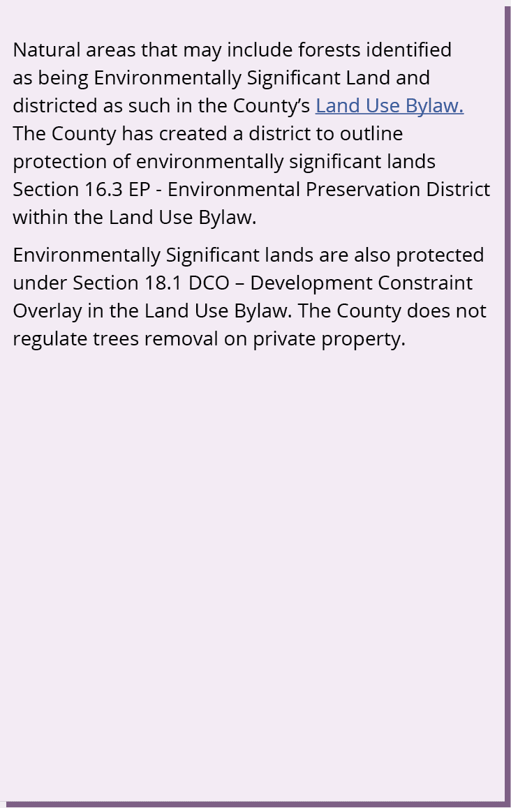 Natural areas that may include forests identified as being Environmentally Significant Land and districted as such in...